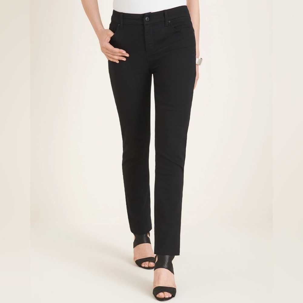 Chico's So Slimming Girlfriend Black Slim Leg Ankle Jeans Size 0.5 (US 6)
